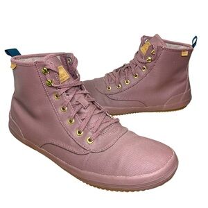 Keds Boot Mauve Splash Waxed Canvas Sz 11 Hi Top Sneakers Lace Up Ankle Booties
